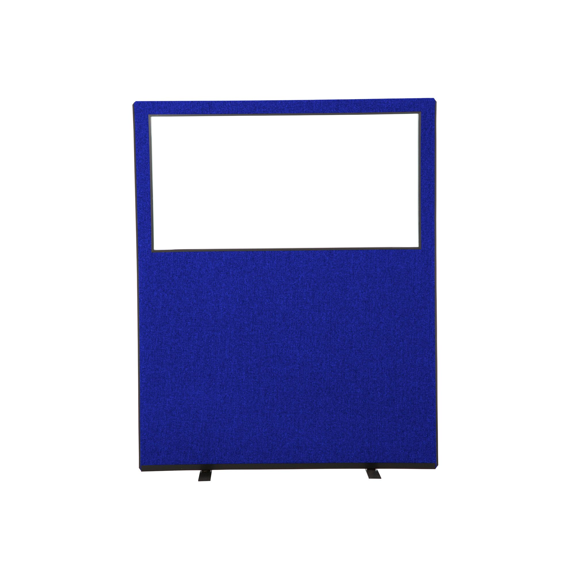 1500mm wide x 1800mm high Glazed Office Screen in Blue Fabric