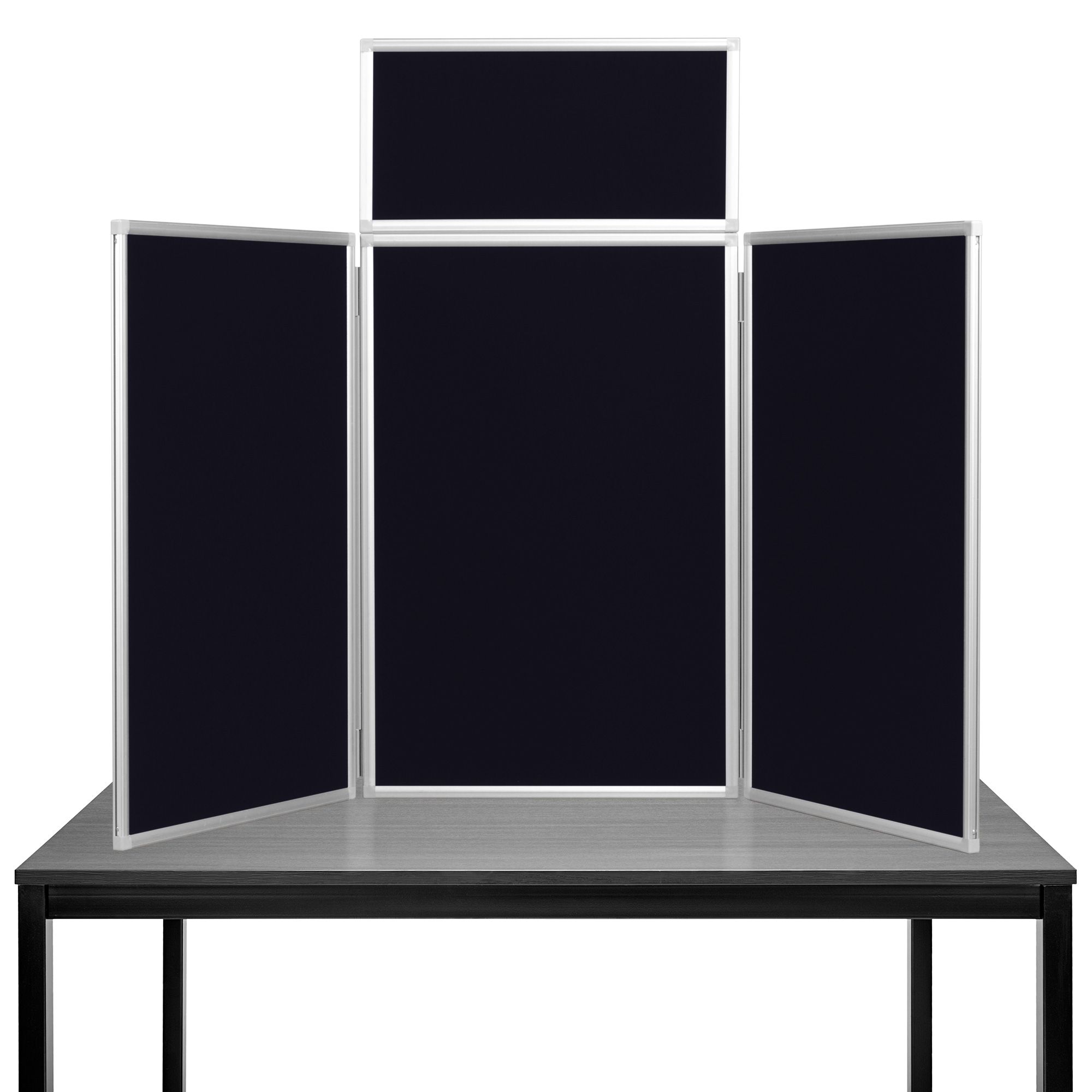 3 Panel Maxi Ali Frame Black Maxi Desktop Display Boards Black with an Aluminium Frame