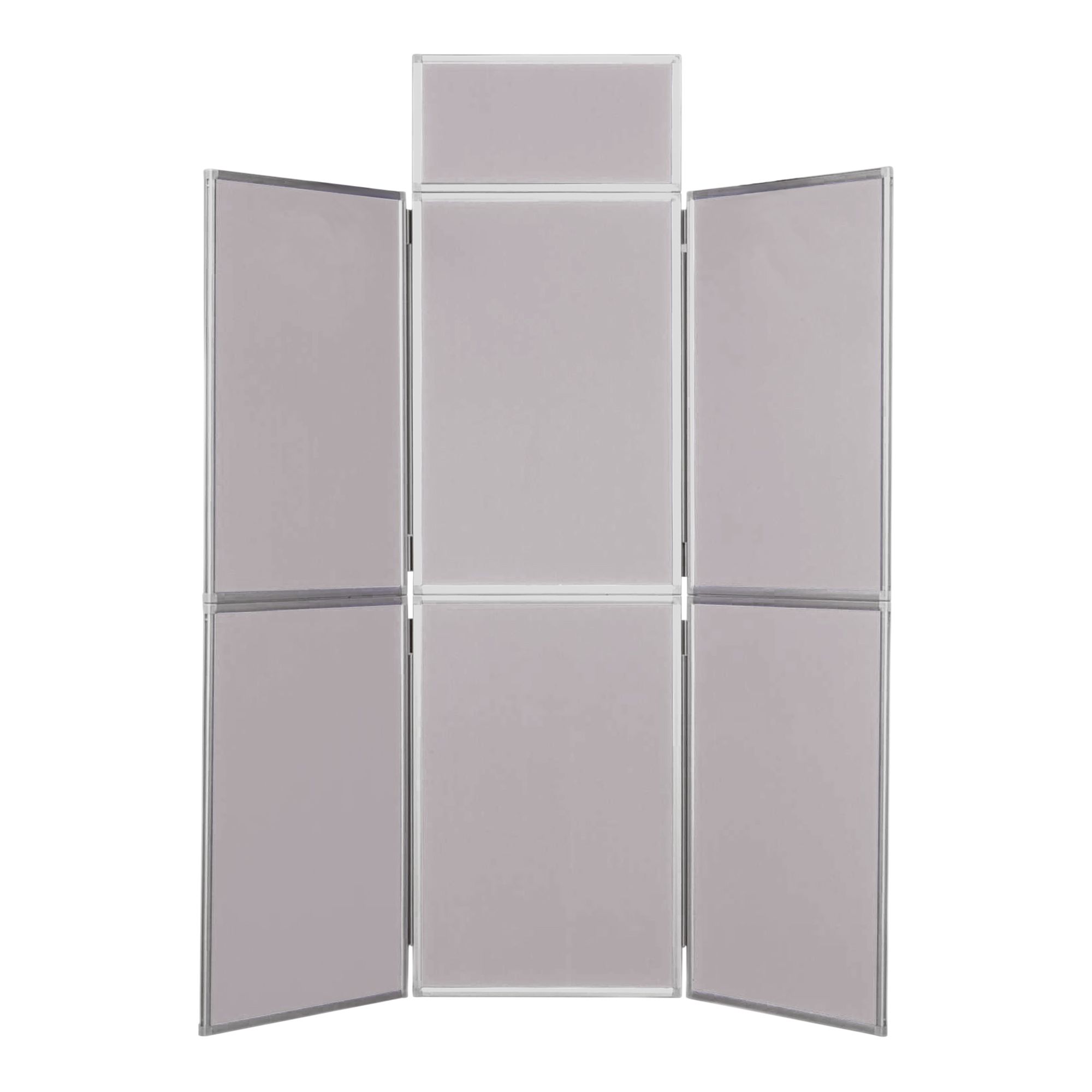 Aluminium Framed 6 Panel Folding Display Boards Grey Fabric