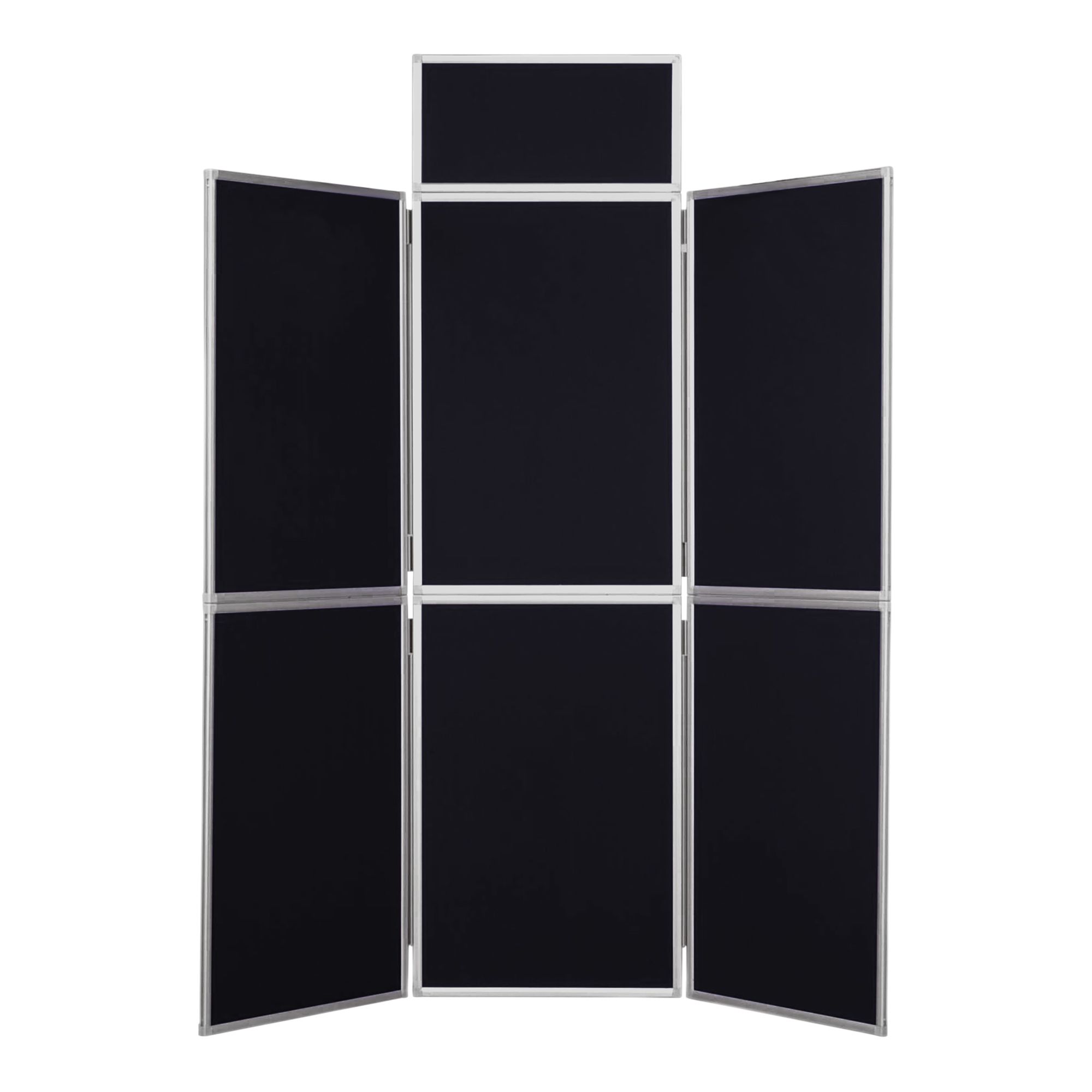 Aluminium Framed 6 Panel Folding Display Boards Black Fabric