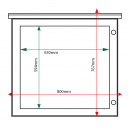 External & internal dimensions of 6 x A4 oak noticeboard