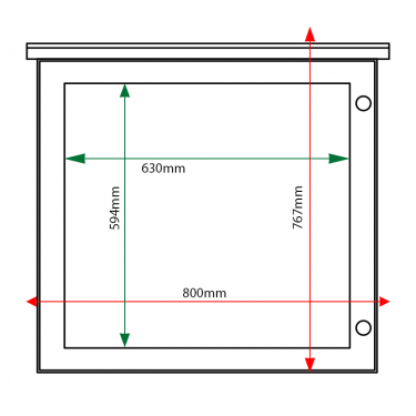 External & internal dimensions of 6 x A4 oak noticeboard