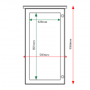 External & internal dimensions of 6 x A4, portrait format oak noticeboard