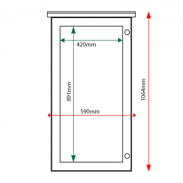 External & internal dimensions of 6 x A4, portrait format oak noticeboard