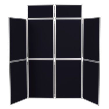 8 Panel Folding Display Boards Aluminium Frame Black Fabric