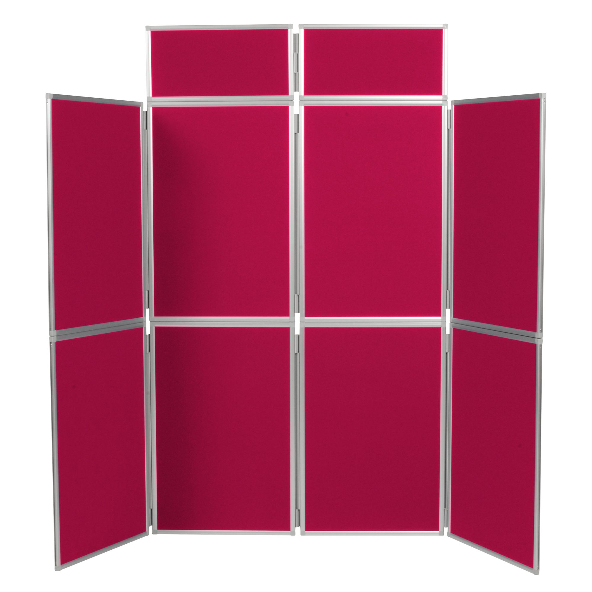 8 Panel Folding Display Boards Aluminium Frame Wine Fabric