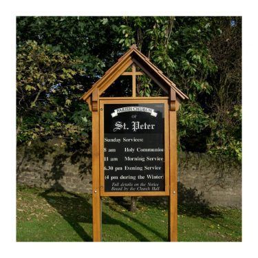 9 x A4 oak noticeboard with bespoke post & roof assembly for St Peter's Church, Heysham