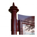 A-Multi aluminium noticeboard showing detail of Decorative post finial and bow-pattern header