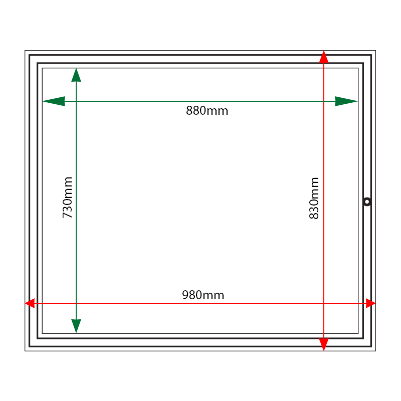 External & internal dimensions of AF30-8A4N Aluminium Noticeboard