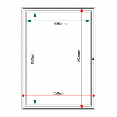 External & internal dimensions of AF30-A1 Aluminium Noticeboard