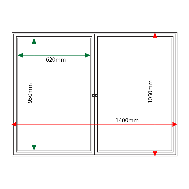 External & internal dimensions of AF30-DA1 Aluminium Noticeboard