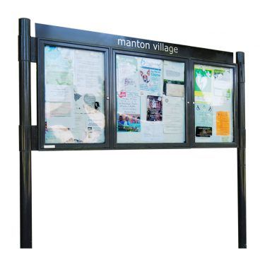 3 bay, single or double-sided, A2/6 x A4/A2, A-Multi Contemporary aluminium noticeboard