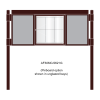 3 bay, single-sided, 6 x A4, A-Multi Decorative aluminium noticeboard, 1 bay glazed, centre bay glazed, showing pinboard option in unglazed bays