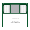 3 bay, single-sided, A2/6 x A4/A2, A-Multi Contemporary aluminium noticeboard, 2 bays glazed, showing pinboard option in unglazed bay
