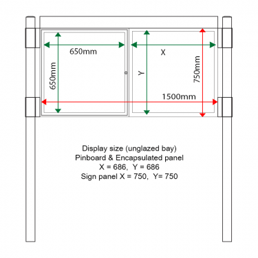 External & internal dimensions of AF30MC-D6A41G Aluminium Noticeboard