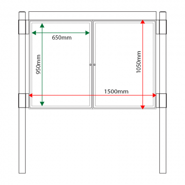External & internal dimensions of AF30MC-DA1 Aluminium Noticeboard