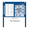 2 bay, single-sided, A1, A-Multi Contemporary, aluminium noticeboard, 1 bay glazed, showing encapsulation option in unglazed bay