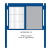 2 bay, single-sided, A1, A-Multi Contemporary, aluminium noticeboard, 1 bay glazed, showing pinboard option in unglazed bay