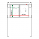 External & internal dimensions of 2 bay, single or double-sided, A2, A-Multi Contemporary aluminium noticeboard