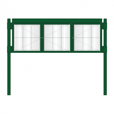 3 bay, single or double-sided, 6 x A4, A-Multi Contemporary aluminium noticeboard