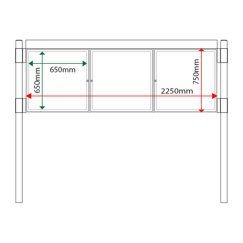 External & internal dimensions of AF30MC-T6A4 Aluminium Noticeboard