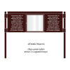 3 bay, single-sided, 6 x A4, A-Multi Contemporary aluminium noticeboard, 1 bay glazed, showing sign panel option in unglazed bays