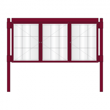3 bay, single-sided, A1, A-Multi Contemporary aluminium noticeboard