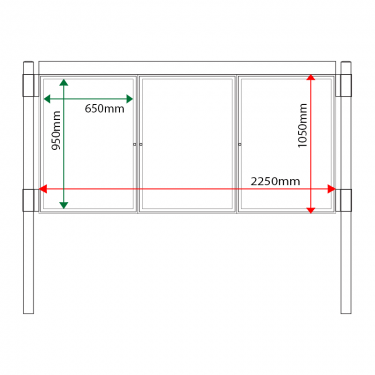 External & internal dimensions of AF30MC-TA1 Aluminium Noticeboard