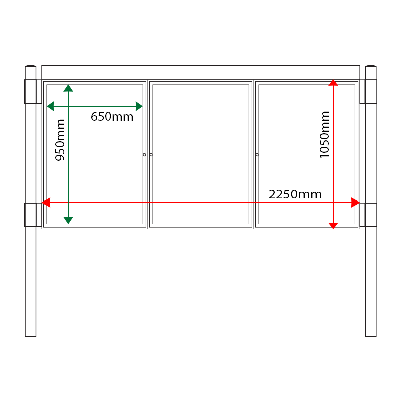 External & internal dimensions of AF30MC-TA1 Aluminium Noticeboard