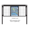 3 bay, single-sided, A1, A-Multi Decorative aluminium noticeboard, 2 bays glazed, showing encapsulation option in unglazed bay