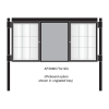 3 bay, single-sided, A1, A-Multi Decorative aluminium noticeboard, 2 bays glazed, showing pinboard option in unglazed bay