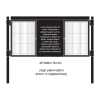 3 bay, single-sided, A1, A-Multi Decorative aluminium noticeboard, 2 bays glazed, showing sign panel option in unglazed bay