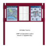 3 bay, single-sided, A2, A-Multi Contemporary aluminium noticeboard, 1 bay glazed, showing encapsulation option in unglazed bays