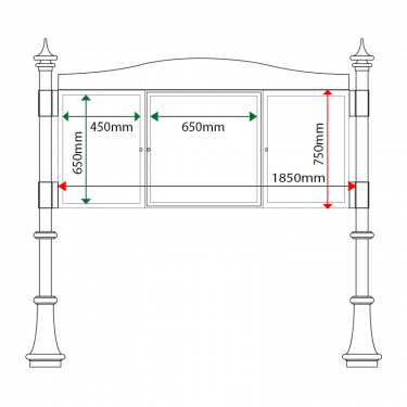 External & internal dimensions of AF30MC-262 Aluminium Noticeboard