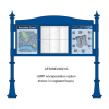 3 bay, single-sided, A2/6 x A4/A2, A-Multi Decorative aluminium noticeboard, 1 bay glazed, showing encapsulation information panel option in unglazed bays