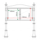 External & internal dimensions of 2 bay, single or double-sided, 6 x A4, A-Multi Decorative aluminium noticeboard
