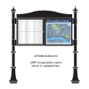 2 bay, single-sided, 6 x A4, A-Multi Decorative aluminium noticeboard, 1 bay glazed, showing encapsulation option in ungl