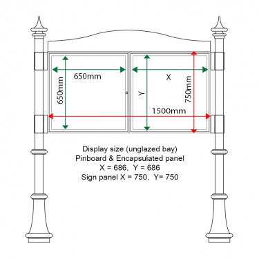 External & internal dimensions of AF30MC-D6A41G Aluminium Noticeboard
