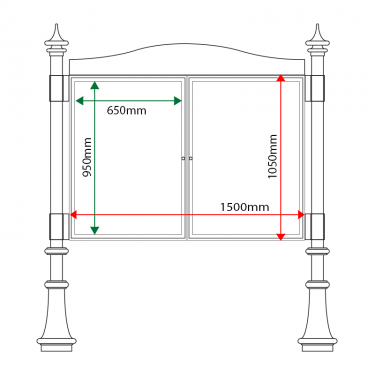 External & internal dimensions of AF30MD-DA1 Aluminium Noticeboard