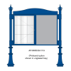 2 bay, single-sided, A1, A-Multi Decorative aluminium noticeboard, 1 bay glazed, showing pinboard option in unglazed bay