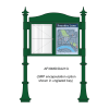 2 bay, single-sided, A2, A-Multi Decorative aluminium noticeboard, 1 bay glazed, showing encapsulated information panel option in unglazed bay