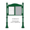 2 bay, single-sided, A2, A-Multi Decorative aluminium noticeboard, 1 bay glazed, showing encapsulated information panel option in unglazed bay