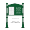2 bay, single-sided, A2, A-Multi Decorative aluminium noticeboard, 1 bay glazed, showing pinboard option in unglazed bay