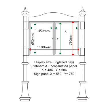External & internal dimensions of AF30MD-DA21G Aluminium Noticeboard