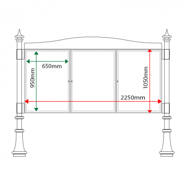 External & internal dimensions of AF30MD-TA1 Aluminium Noticeboard
