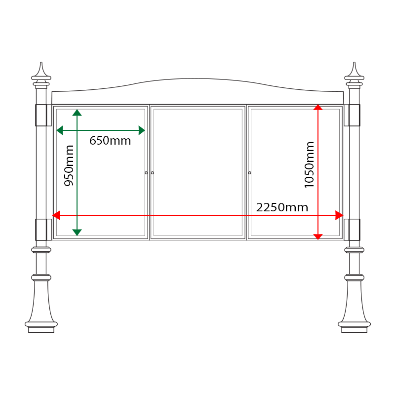 External & internal dimensions of AF30MD-TA1 Aluminium Noticeboard