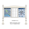 3 bay, single-sided, A1, A-Multi Decorative aluminium noticeboard, 1 bay glazed, showing encapsulated information panel option in unglazed bays