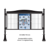 3 bay, single-sided, A1, A-Multi Decorative aluminium noticeboard, 2 bays glazed, showing encapsulated information panel option in unglazed bay