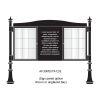 3 bay, single-sided, A1, A-Multi Decorative aluminium noticeboard, 2 bays glazed, showing sign panel option in unglazed bay