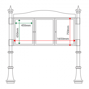 External & internal dimensions of AF30MD-TA2 Aluminium Noticeboard